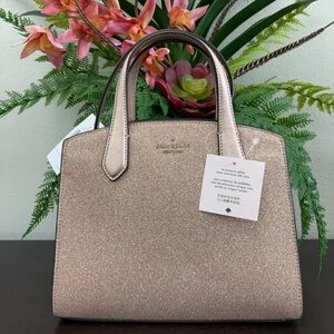 Kate Spade Rose Gold Glitter Tinsel Satchel Top Handle Shoulder Bag NWT